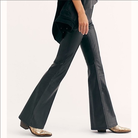 Free People Pants - NWT Free People Faux Leather Bell Bottom Pants